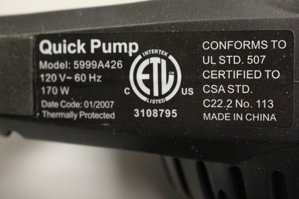 Coleman Electric 120V Quick Pump - Model 599A426 - Used