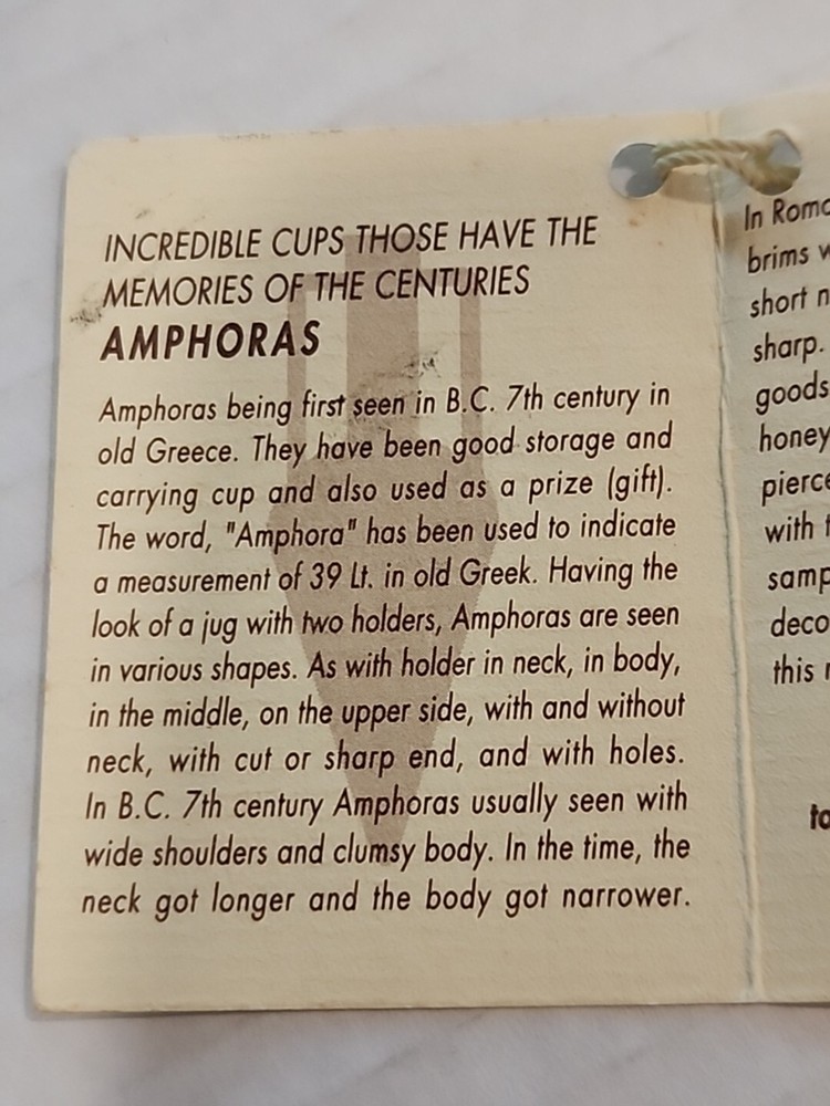 Luca Amphoras Carrying Cup From Turkey