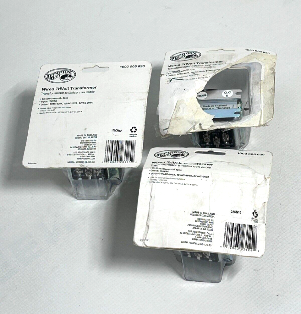 (3) Hampton Bay Wired TriVolt Transformer 1003 008 628 Model HB-125-90