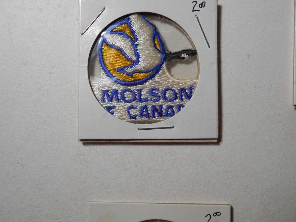 1-1/2" Molson Canada embroidered sticker button