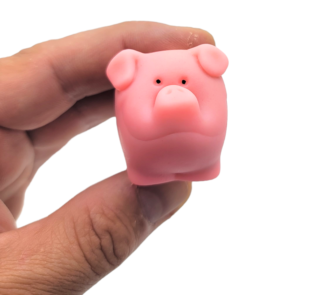 2 Pack - Naughty Squeeze Pooping Pink Pig Keychains (2") Animals Poop TURD