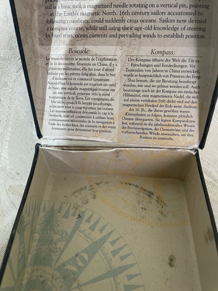 18TH Century Brass Sundial / Compass With Box
