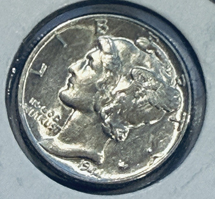 1944-P Mercury 10c 90% SILVER ~ GEM BU ~ Partial Split Bands ~ GR8 Luster ~ B92