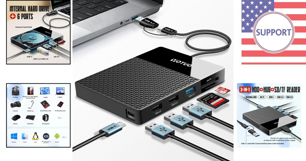 All-in-One 1TB External Hard Drive & Hub - Streamlined Data Access Anywhere