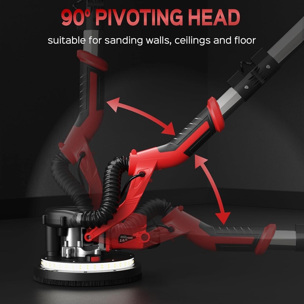 2025 Upgraded 8-Amp Drywall Sander with Extendable Handle & LED Light