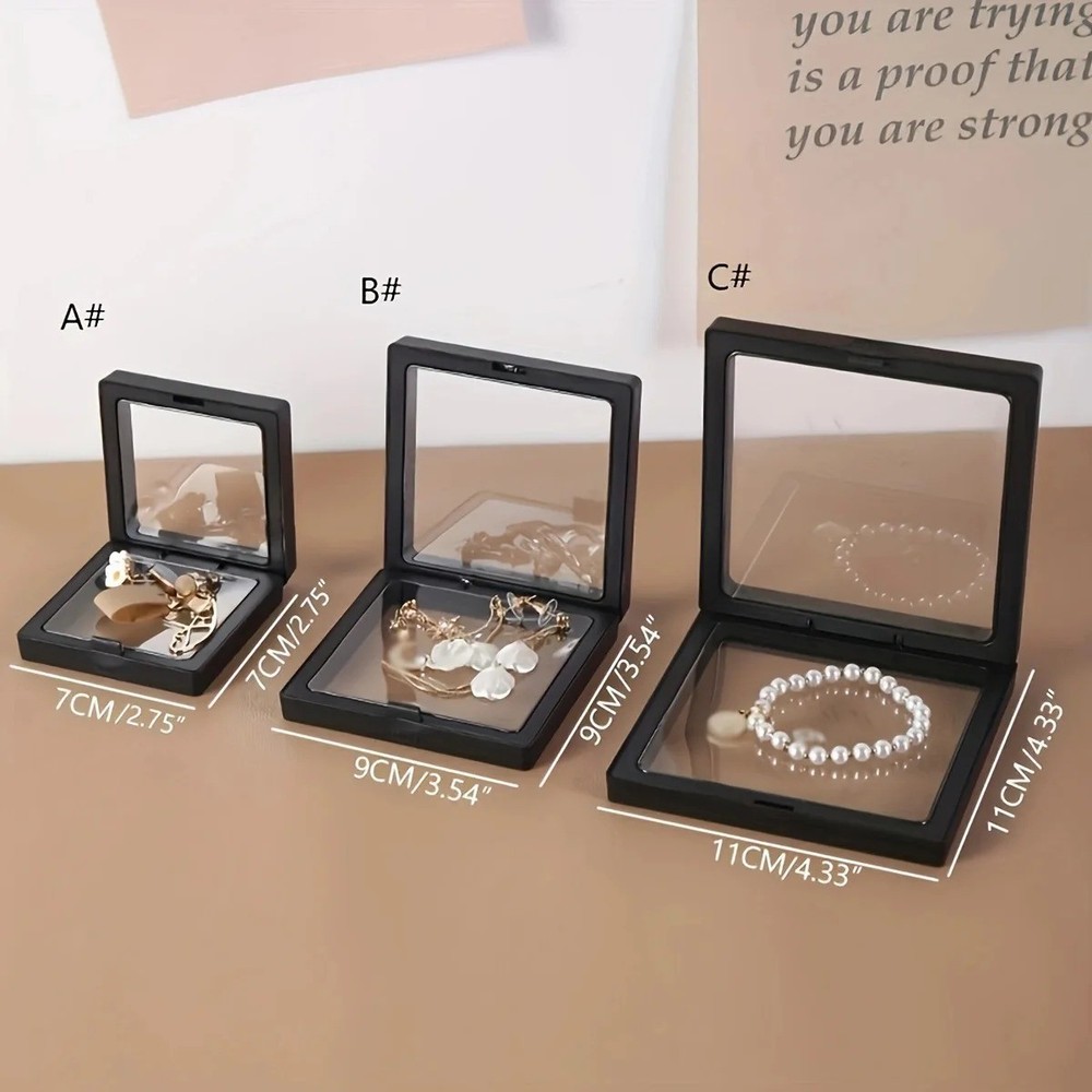 10PCS Floating Display Frame Transparent Jewelry Coin Ring Storage Box Case