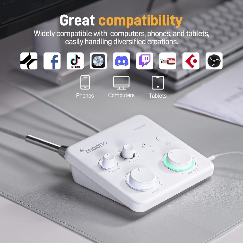 MAONO USB Audio Interface for PC Interface with XLR Input 24-bit/192kHz PS22 lit