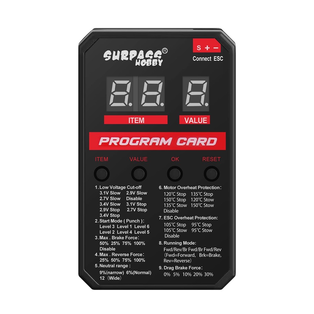 Surpass Hobby ESC Programming Card LED Programmer Fits Rocket Brushless ESC