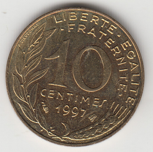 France 10 Centimes 1997 as shown
