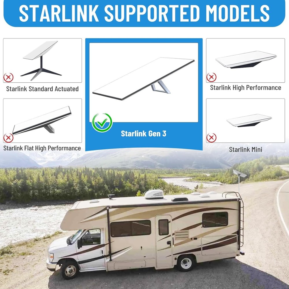 RV Ladder Pole Mount Kit,10ft Adjustable Stainless Steels Bracket with Hardware