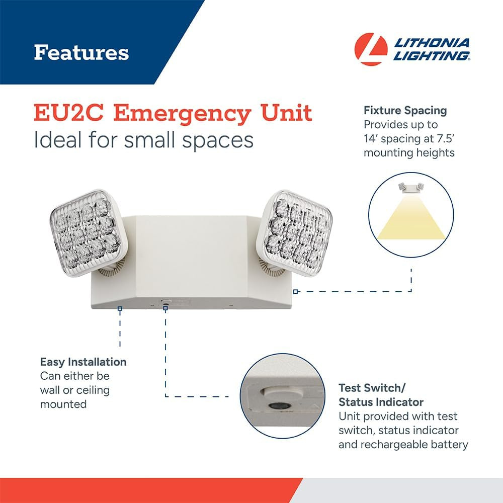 Basics LED Emergency Light, Emergency Lighting with Dual Adjustable LED Lamp Hea
