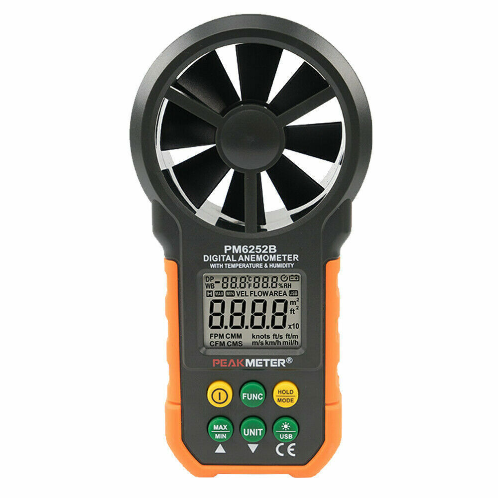 PM6252B Digital Anemometer Wind Speed Meter Air Flow Wind Humidity Temperature