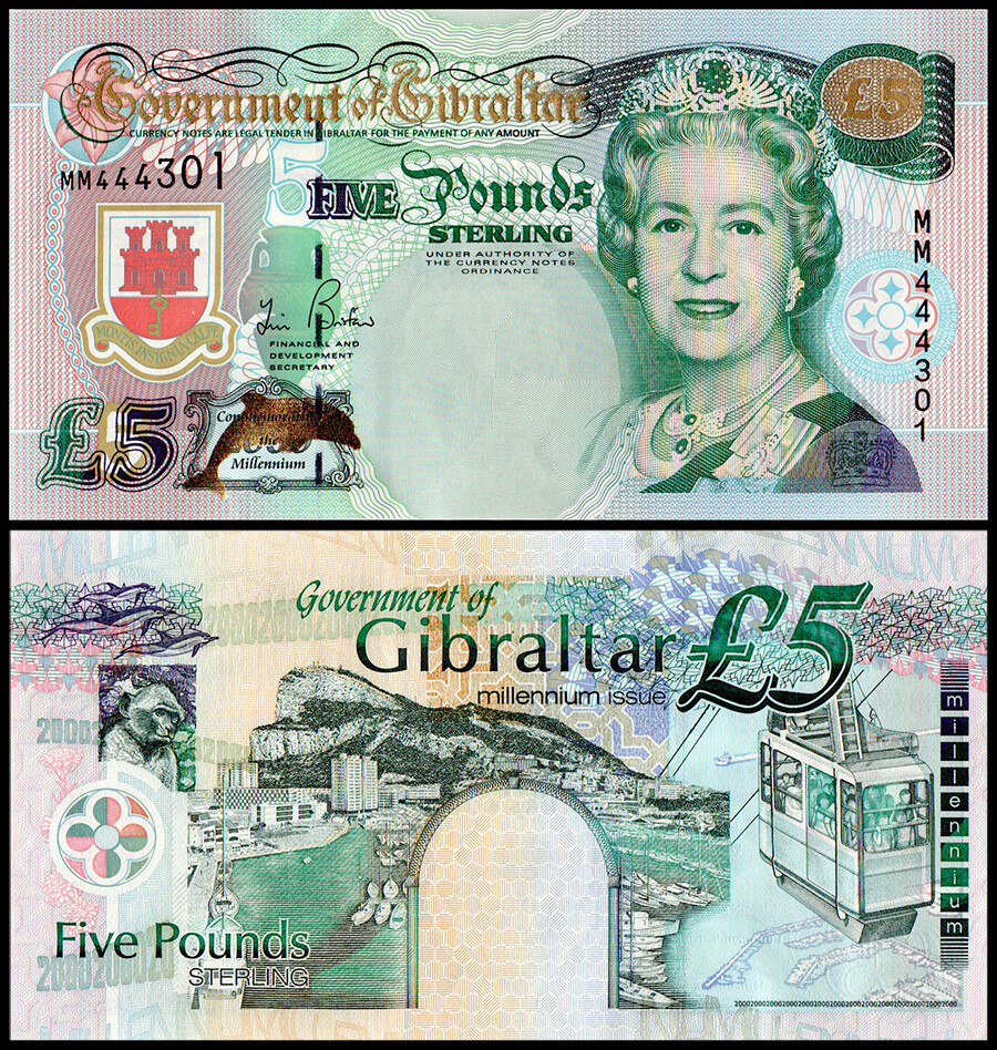 Gibraltar 5 Pounds, 2000, P-29, UNC, Commemorative