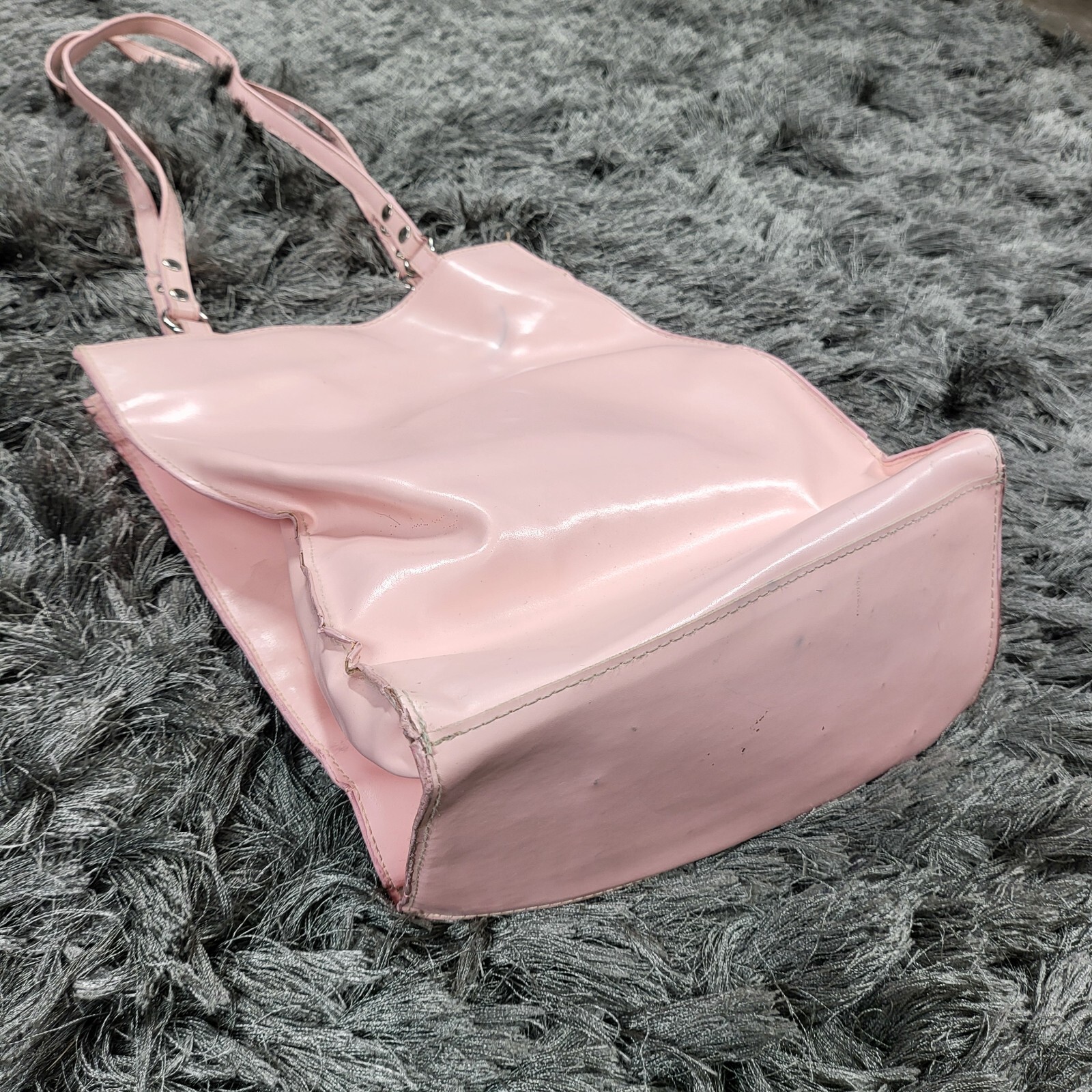 Vintage Walt Disney Sleeping Beauty Vinyl Tote Bag Blue Double Handle 9x12 Flaw