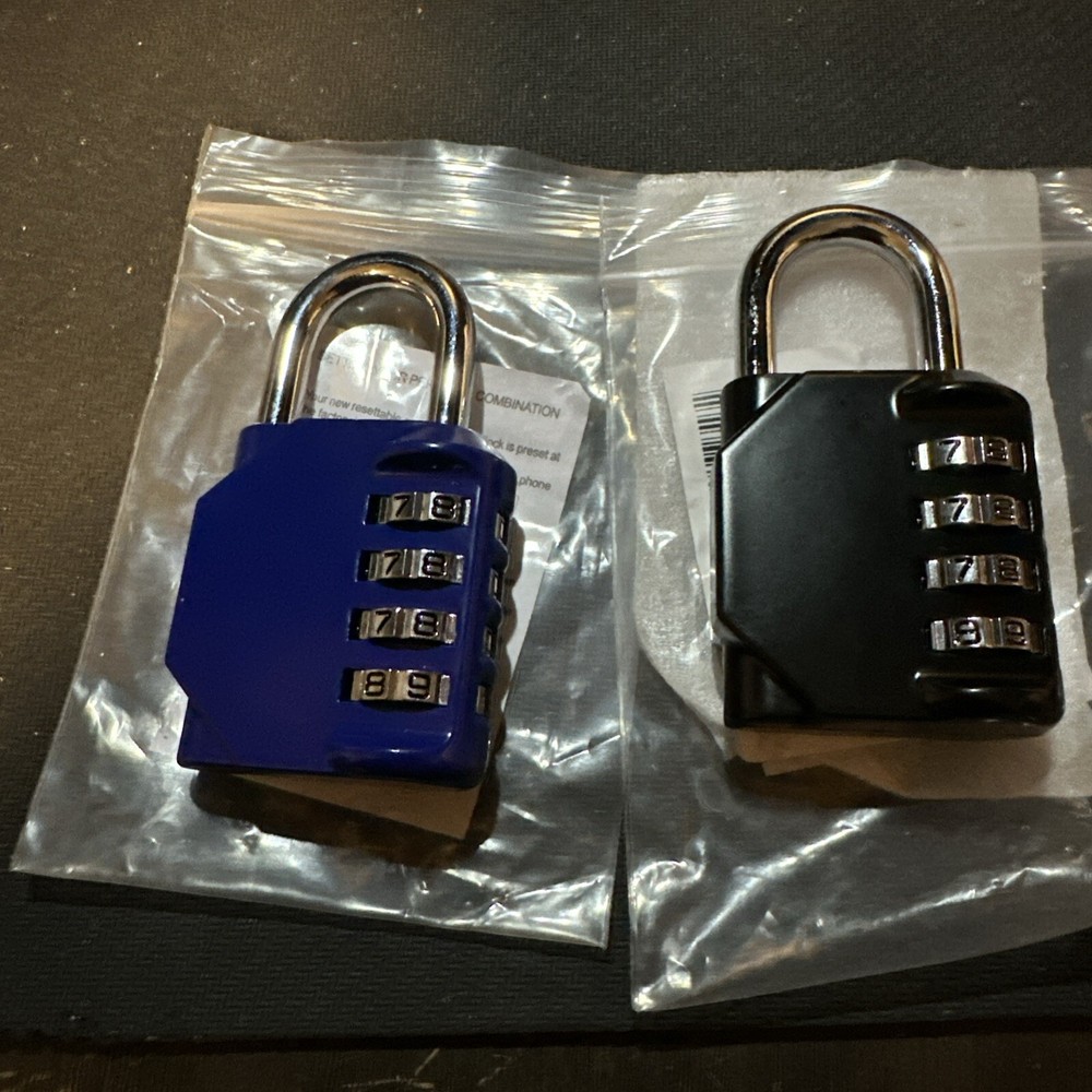 Combo Lock for Lockers, 4 Digit Combination Padlock, 2 Pack Pad Locks with Code