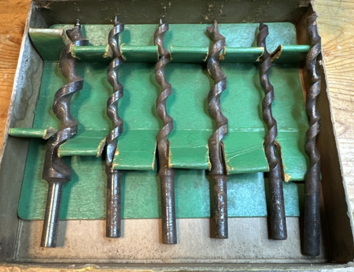 Vintage Greenlee 275P Solid Center Electric Boring Drill Bits Set w/ Orig Box