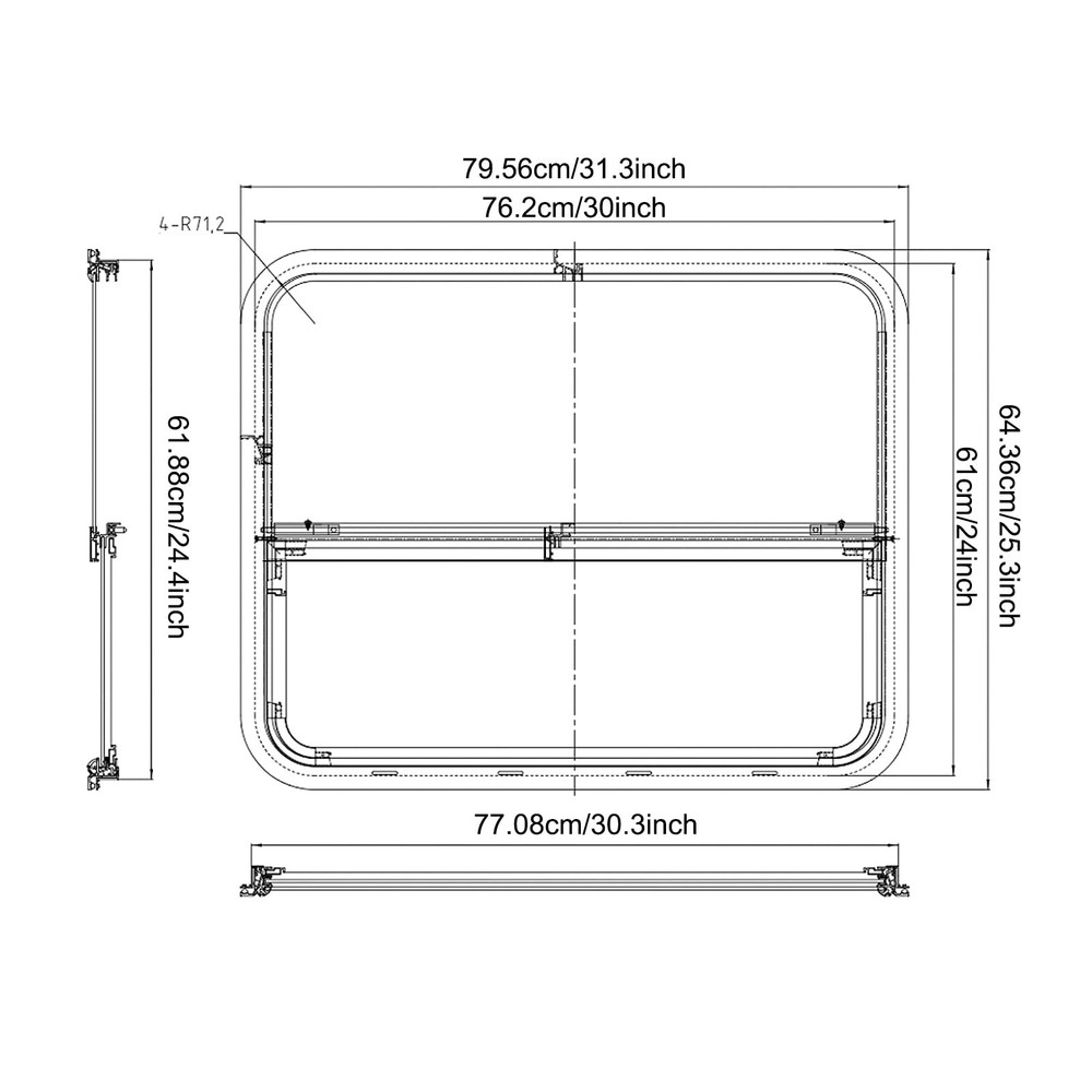 30x24 RV Window Teardrop Vertical Slide Replacement with Screen