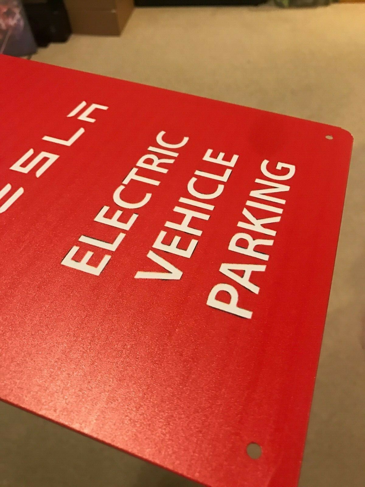 NEW Tesla Logo Parking Sign EV Electric Car on 8"x12" Metal Charging Garage Elon