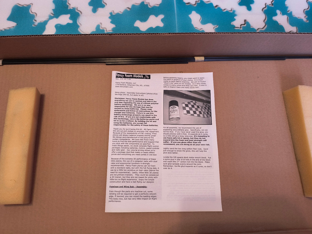 Fancy Foam Wing Span 37" Printed Includes Manual and Rods