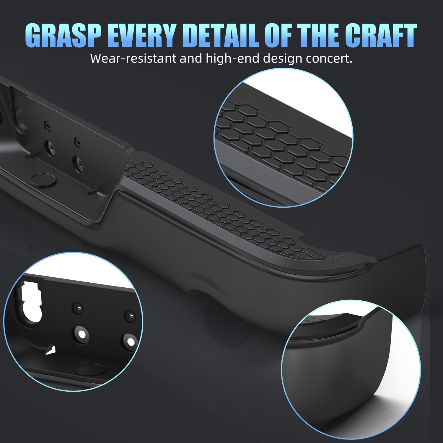 Black Rear Bumper Assy For 2009-2018 Dodge Ram 1500 Dual Exhaust w/o Sensor New