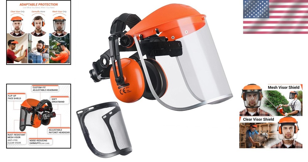 Clear & Mesh Face Shield Combo with Hearing Protection