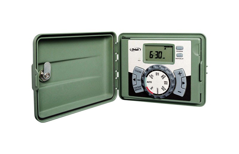 Orbit 57894 4-Station Outdoor Swing Panel Sprinkler System Timer with LCD Screen