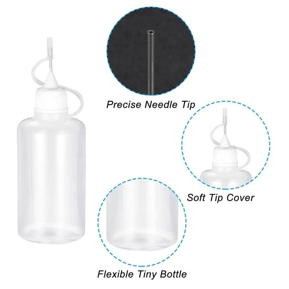 Needle Tip Bottle Precision Plastic Applicator 100ml White Hood 10pcs