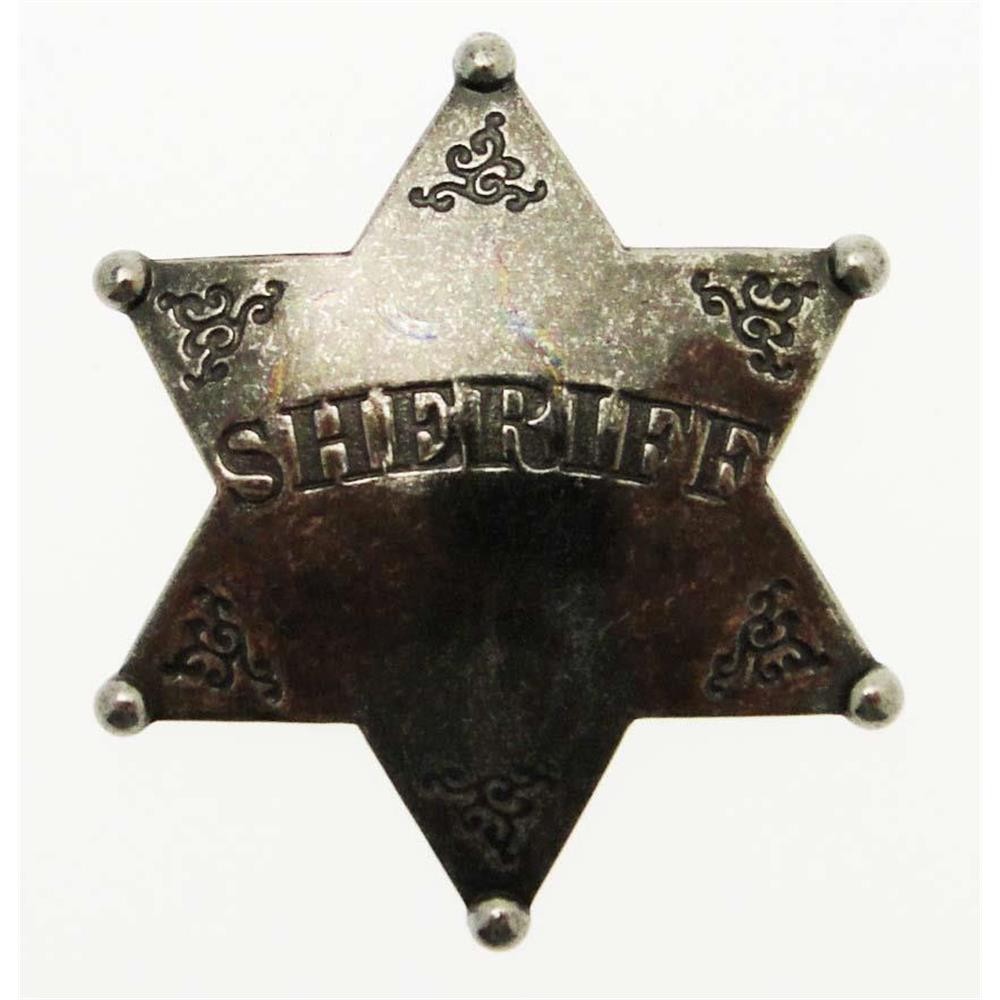 Sheriff's Star 6 Pointed Engraved Metal Sheriff