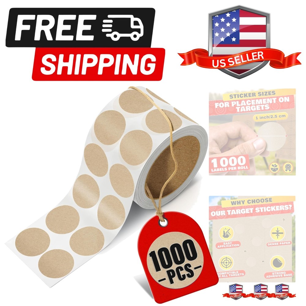 1000 Pcs Target Pasters – 1" IDPA Сardboard Target Stickers – Solid Construct...