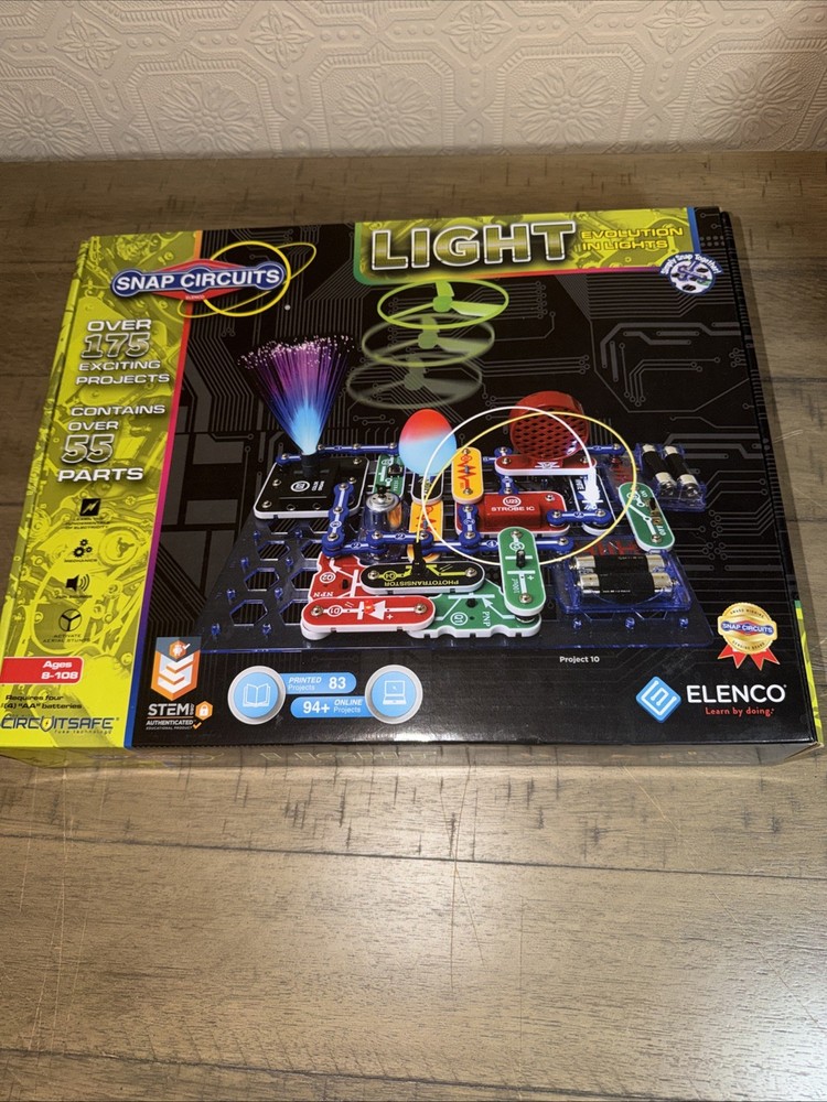 Snap Circuits LIGHT Electronics Exploration Kit Opened Box SCL-175 Fiber Optics