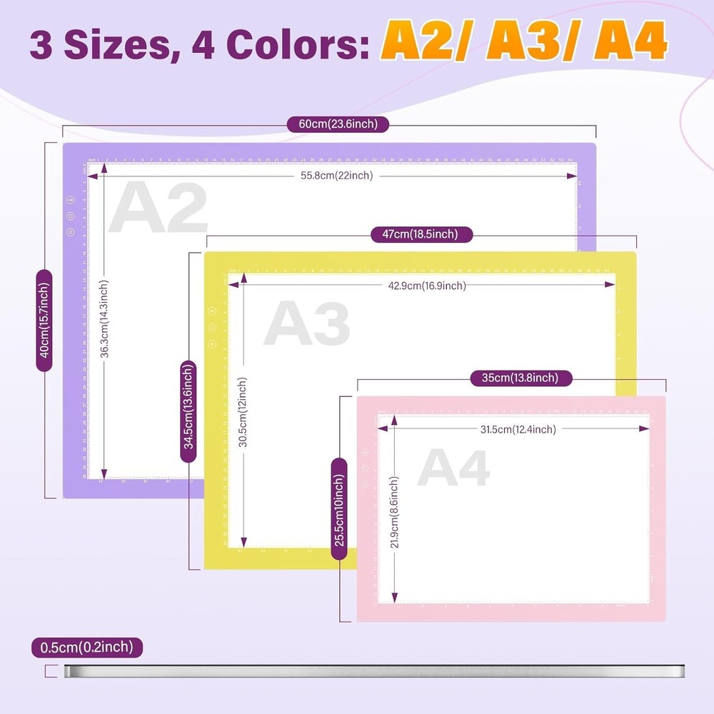 A4 Light Box for Tracing and Drawing, Ultra-Thin Copy Board with Adjustable Brig