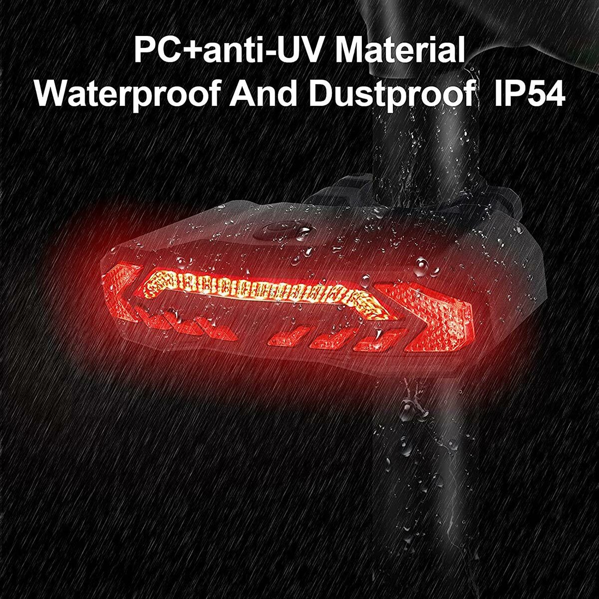 Wireless Bicycle Anti-Theft Alarm Vibration LED Bike Tail Lights USB with Remote