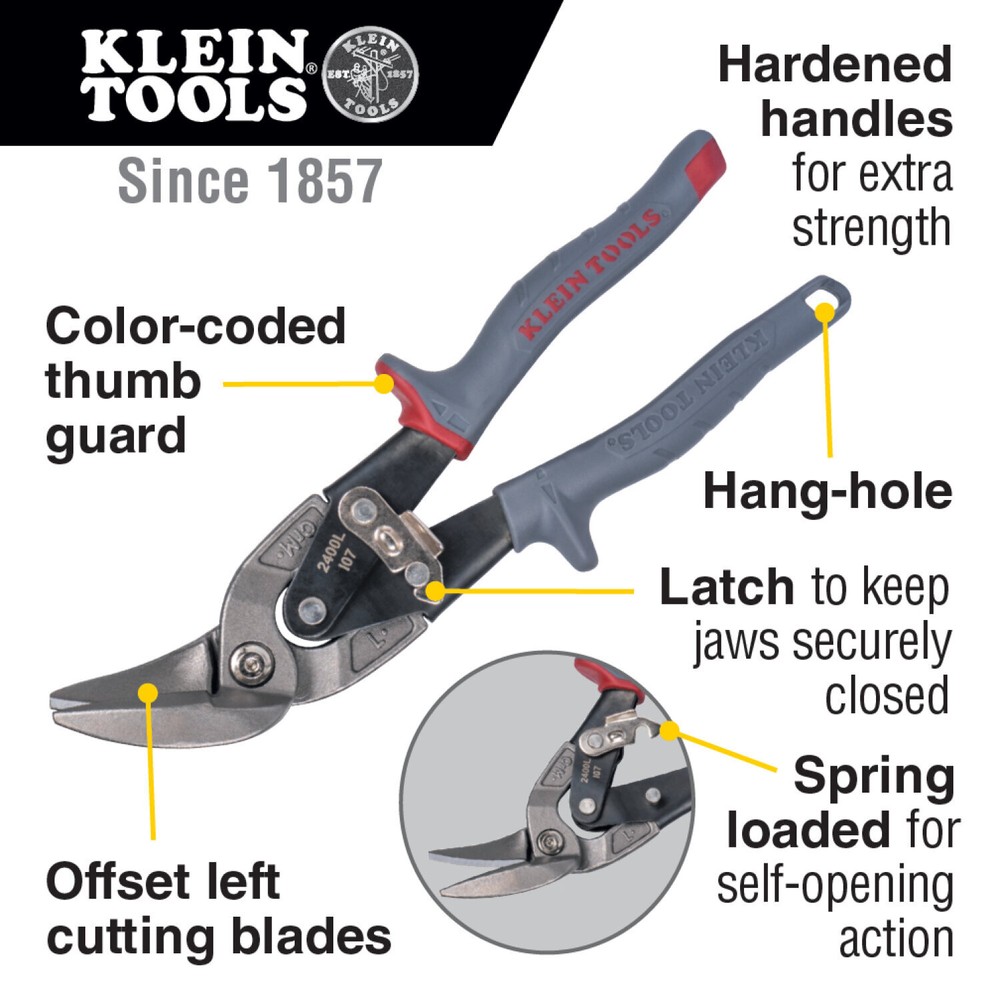 Klein Tools 2400L Offset Left-Cutting Aviation Snips