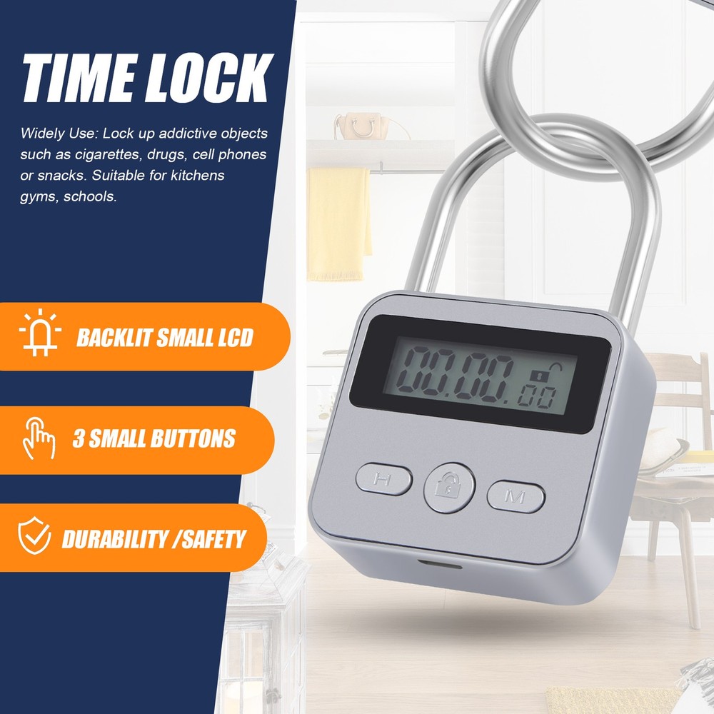 Metal Timer Lock LCD Display Multi-Function Electronic Time 99 Hours Max3874