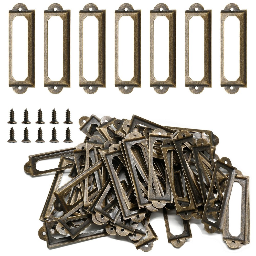 Metal Library Label Holders with Screws File Drawer Frames 50 Pack