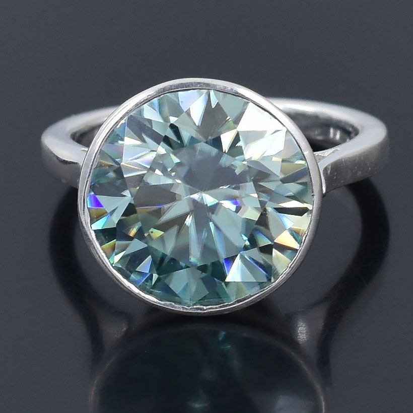 RARE 7 Ct Certified Blue Diamond Solitaire Ring, Bezel Setting - Tariffs FREE