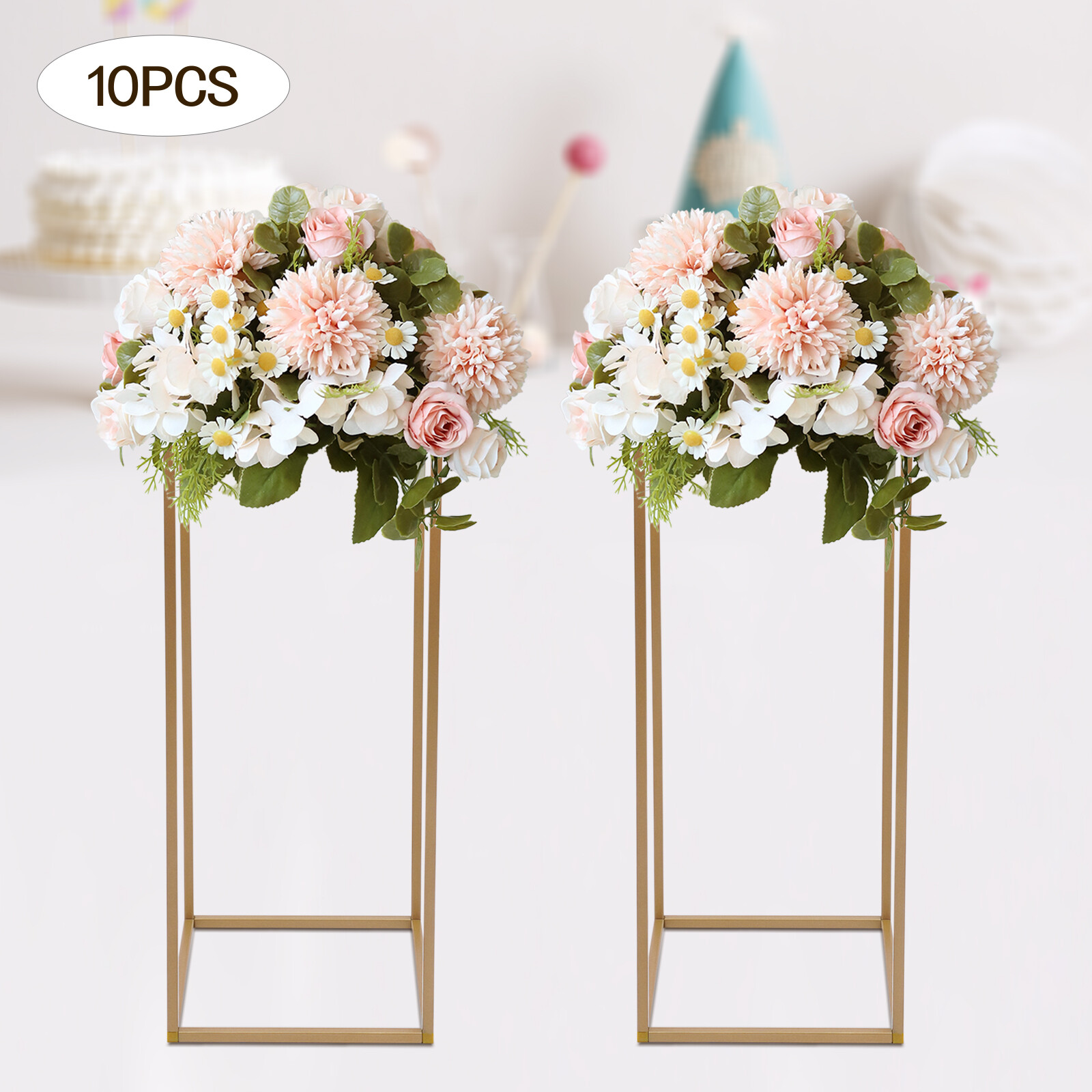 10PC 31.5 in Tall Gold Metal Flower Stand for Wedding Table Centerpieces GOOD