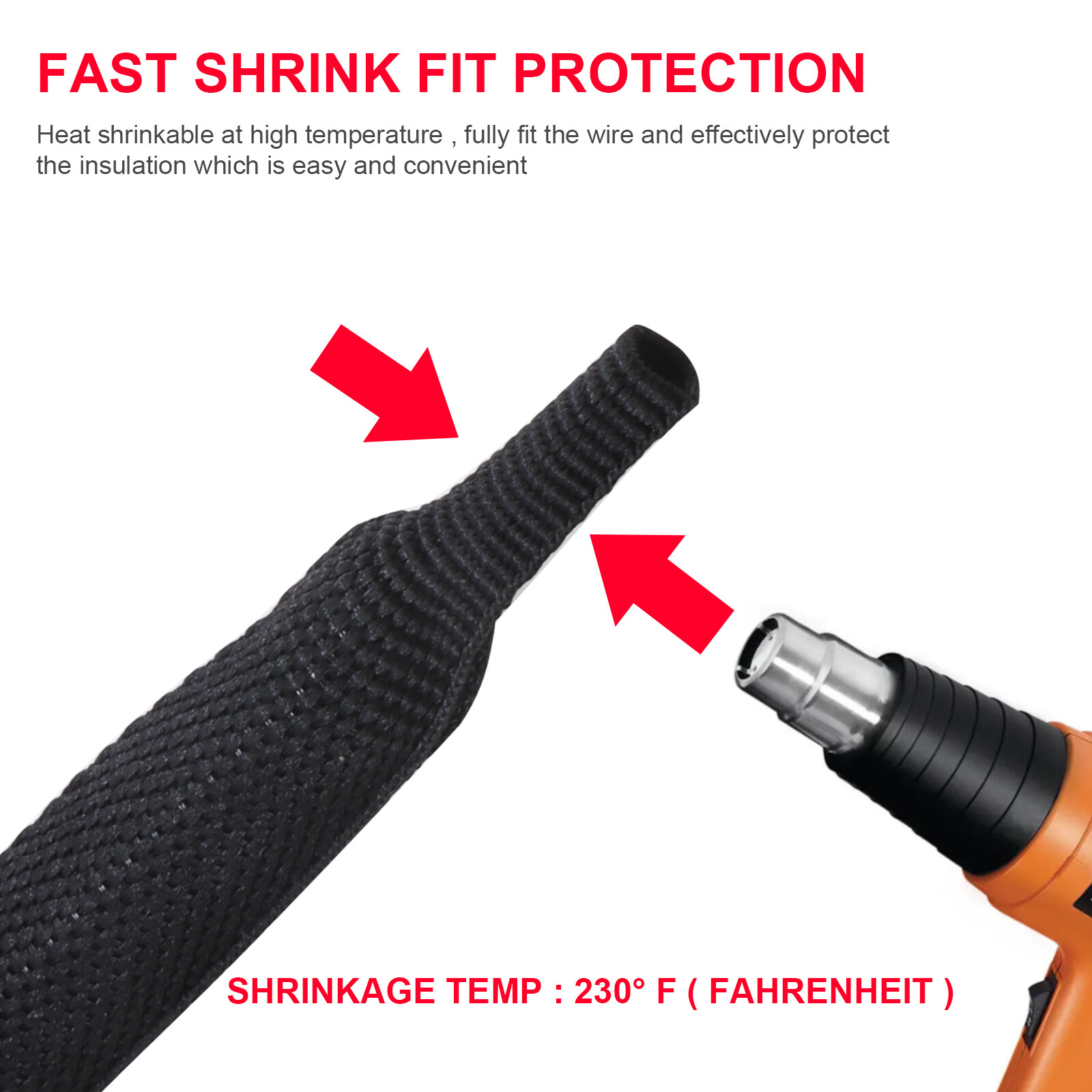 2:1 Braided Heat Shrinkable Sleeving Fabric Cable Wire Harness Abrasion Protect