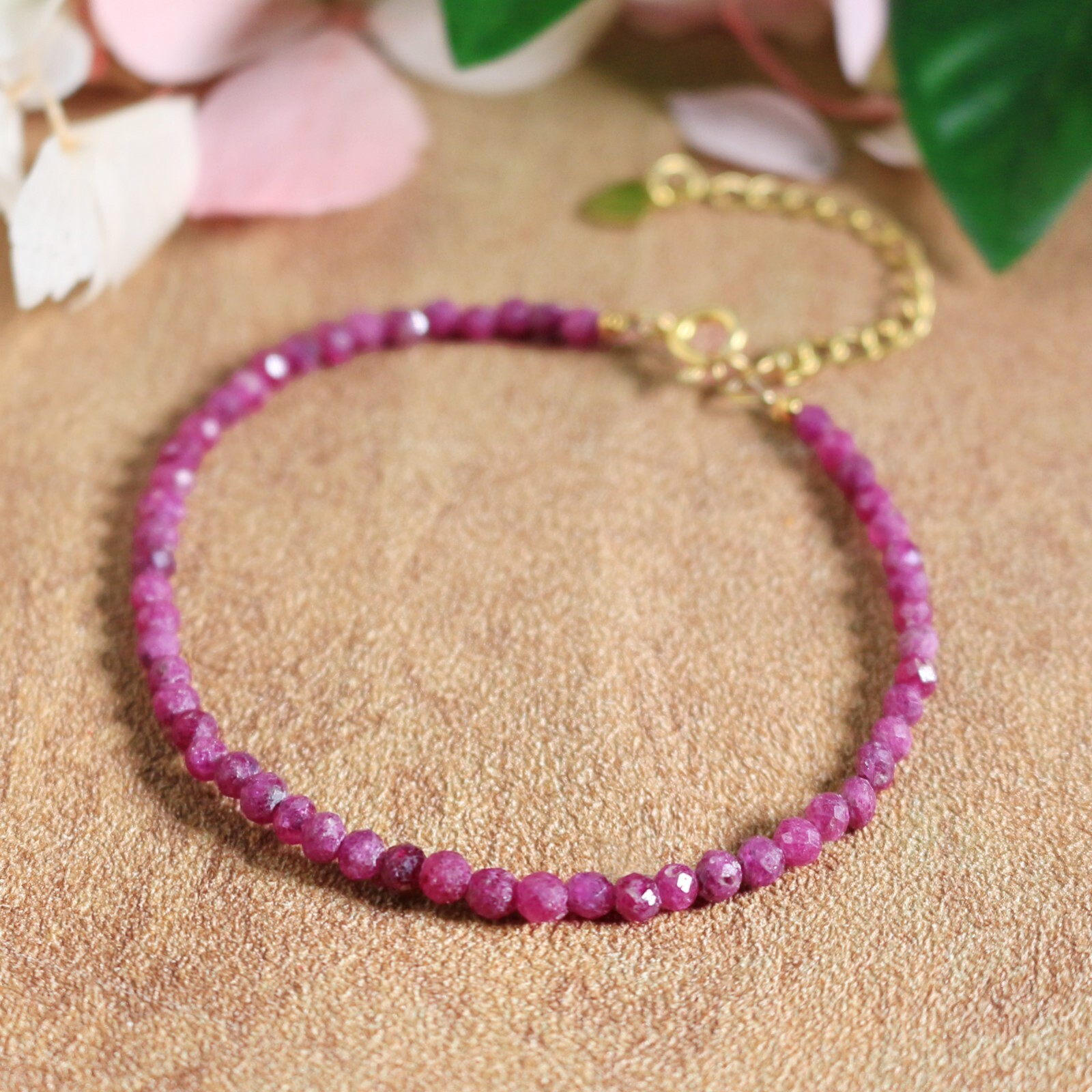 Natural Pink Tourmaline Beaded Bracelet Healing Reiki Jewelry