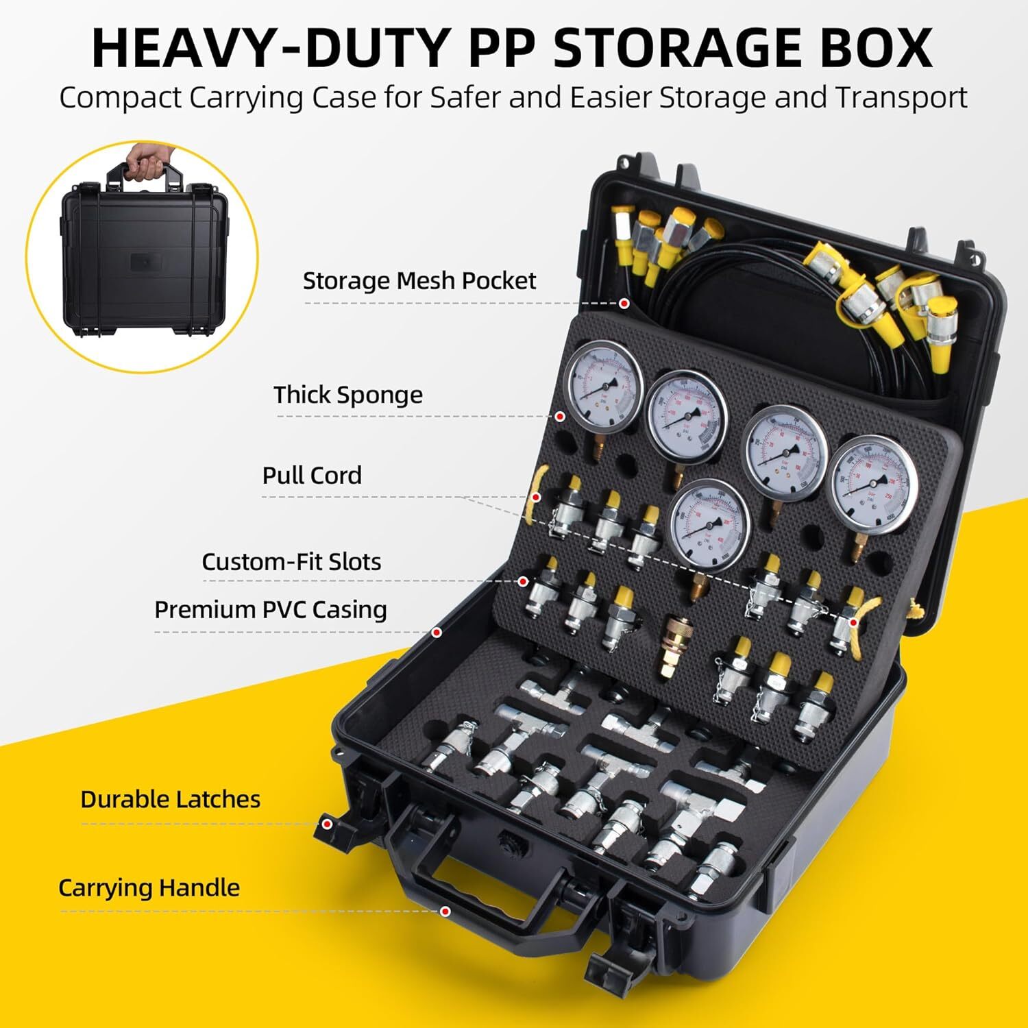 60Mpa Hydraulic Pressure Test Kit 5 Gauges 13 Couplings 14 Tee Connectors 5 Hose