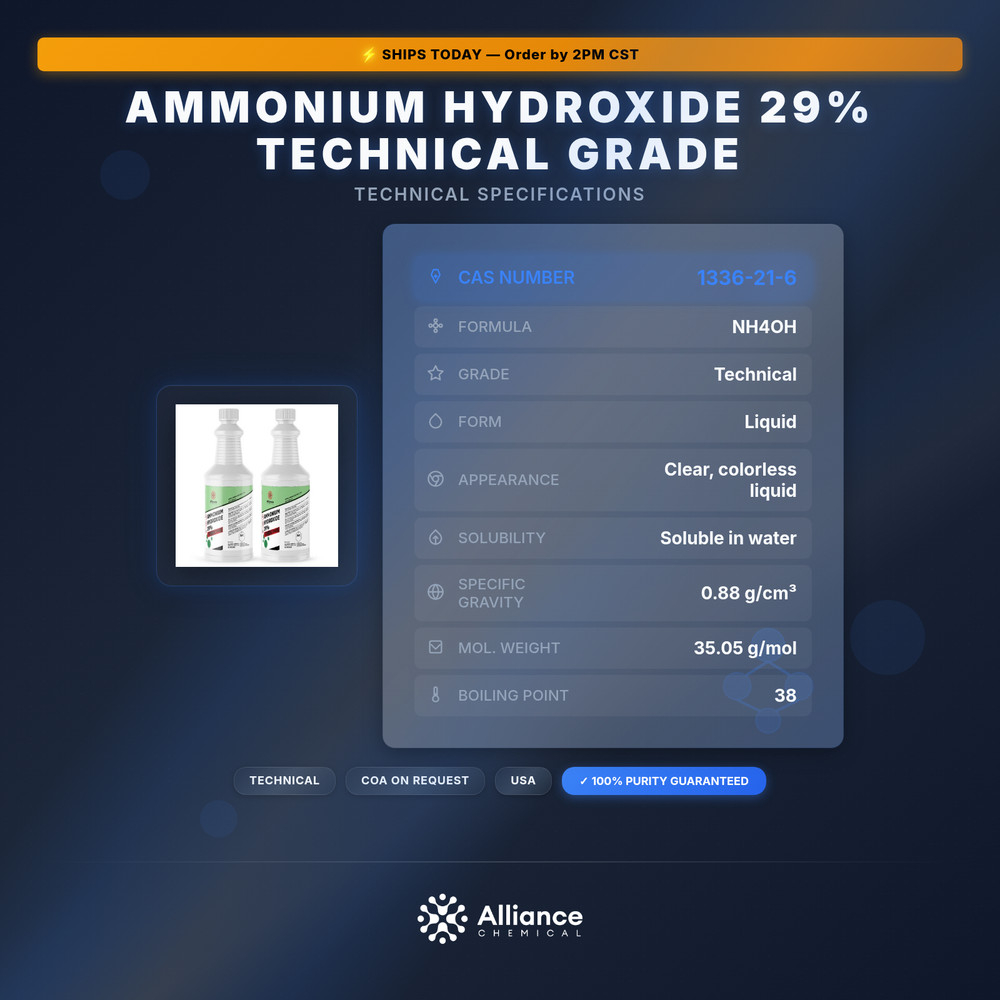 Ammonium Hydroxide 29% Technical Grade - 2 Quarts