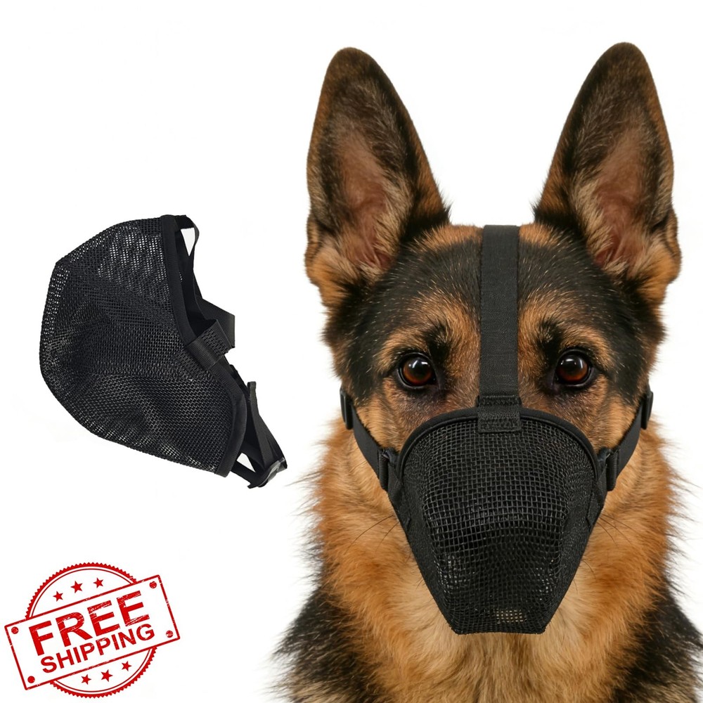 Dog Muzzle, M, Soft Mesh, Adjustable, Prevents Biting/Chewing