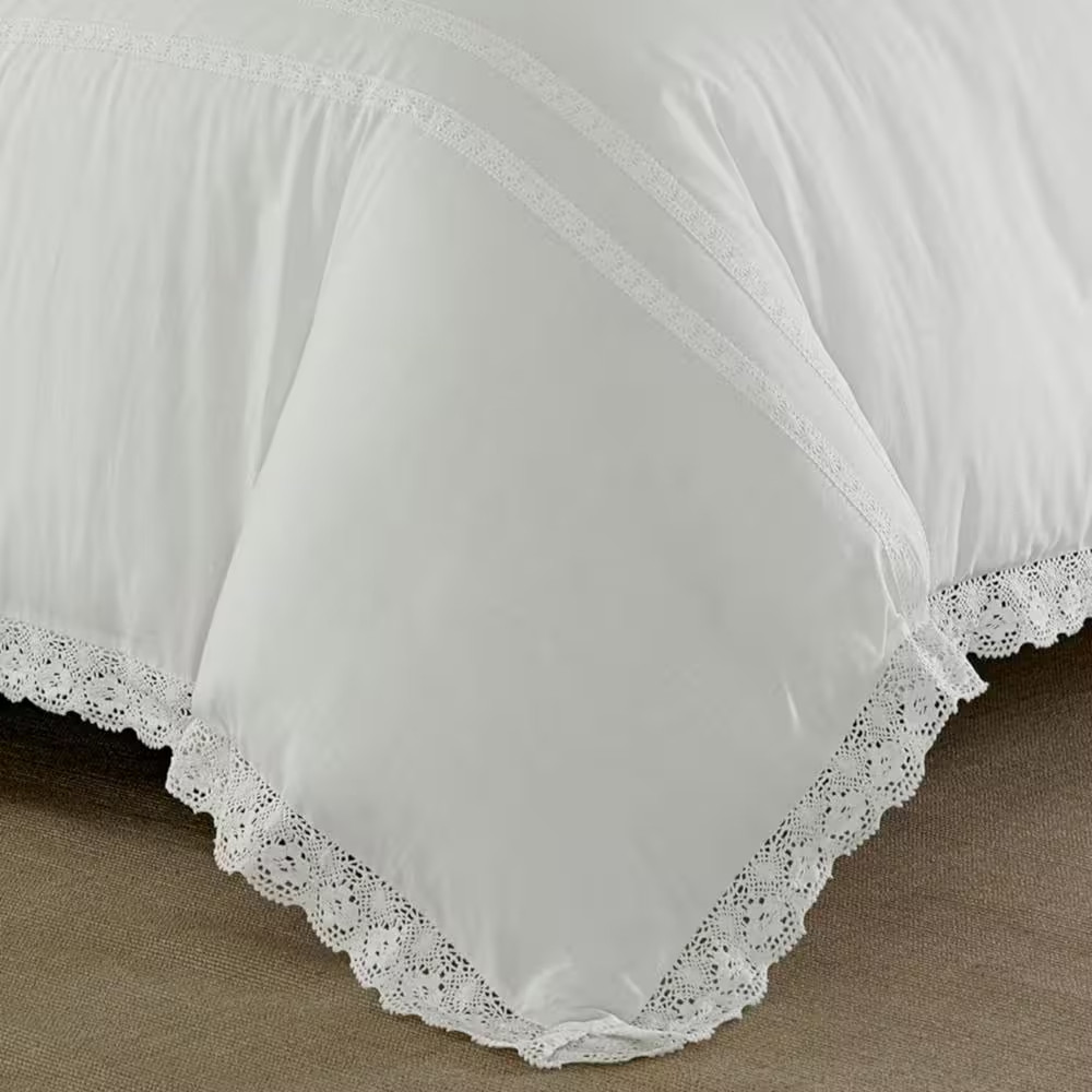 Annabella 2-Piece White Solid Cotton Twin Comforter Set