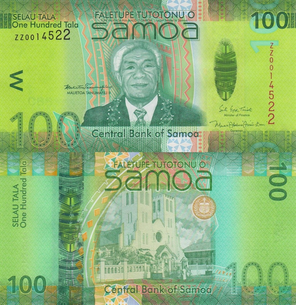 Samoa 100 Tala (2008/2017) - New Sign/ZZ Replacement Note/p44b UNC