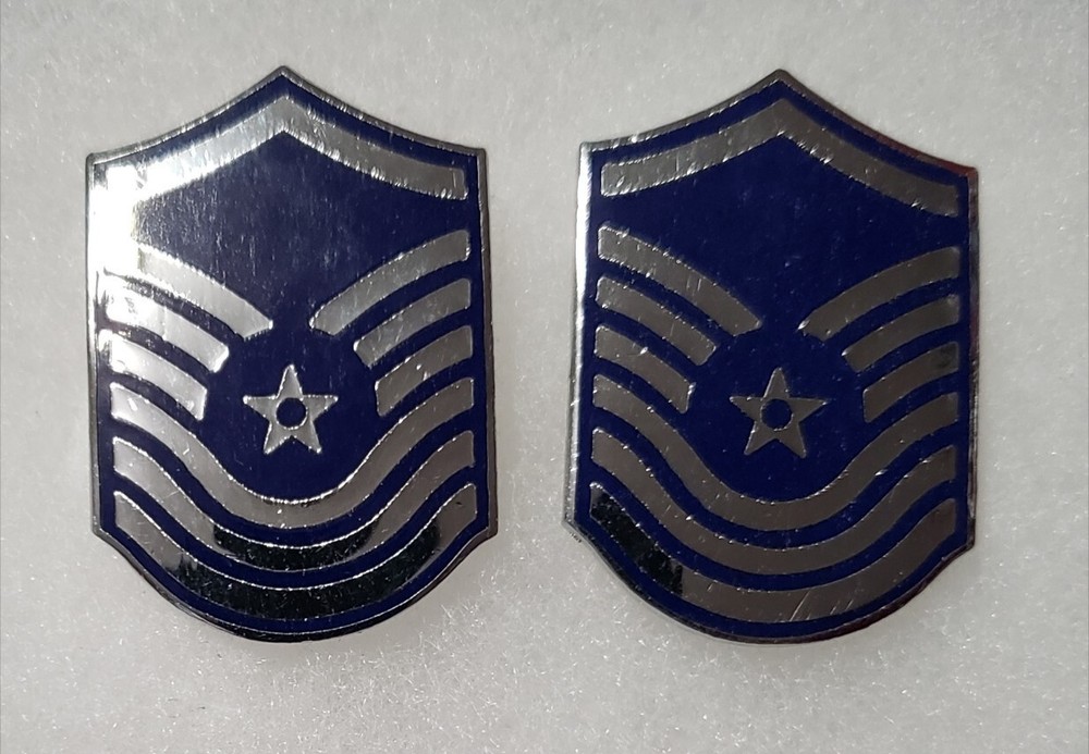 Pair - Obsolete Air Force Senior Master Sergeant Metal Ranks  - Pinbacks