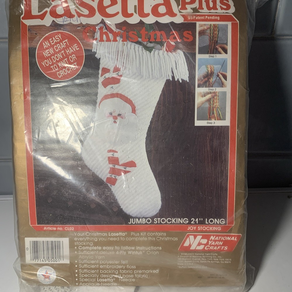 Lasetta Plus 21" Jumbo Joy Stocking Kit vtg 1985
