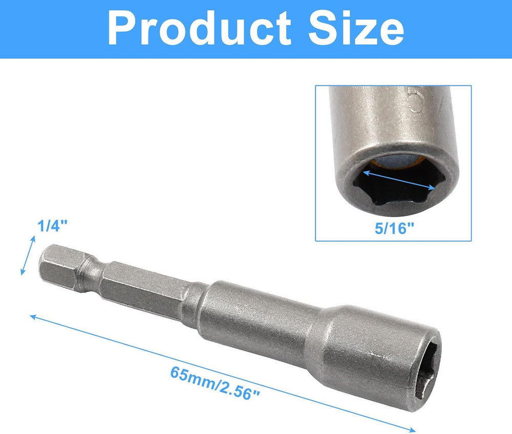 10 Pcs 5/16 Inch Magnetic Hex Nut Driver Drill Bit Set Quick Change Socket