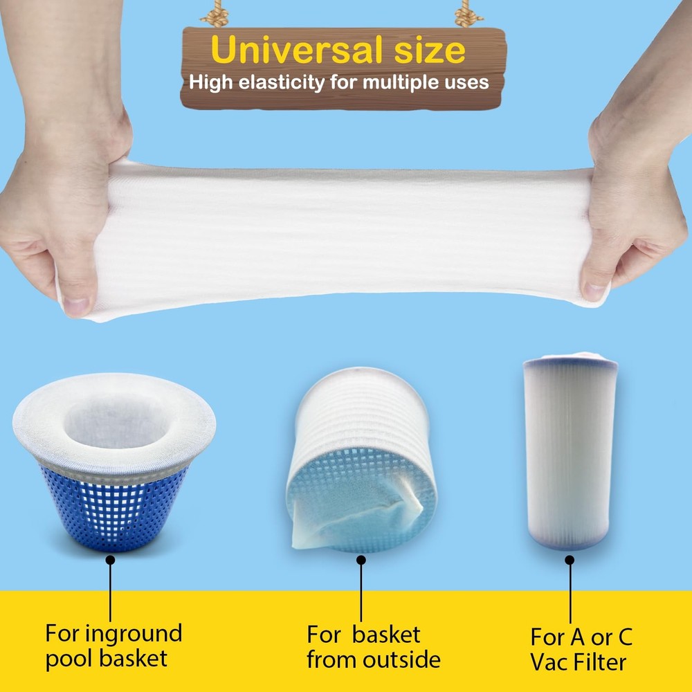 30 Pack Pool Skimmer Filter Socks Ultra Fine Mesh Basket Liner