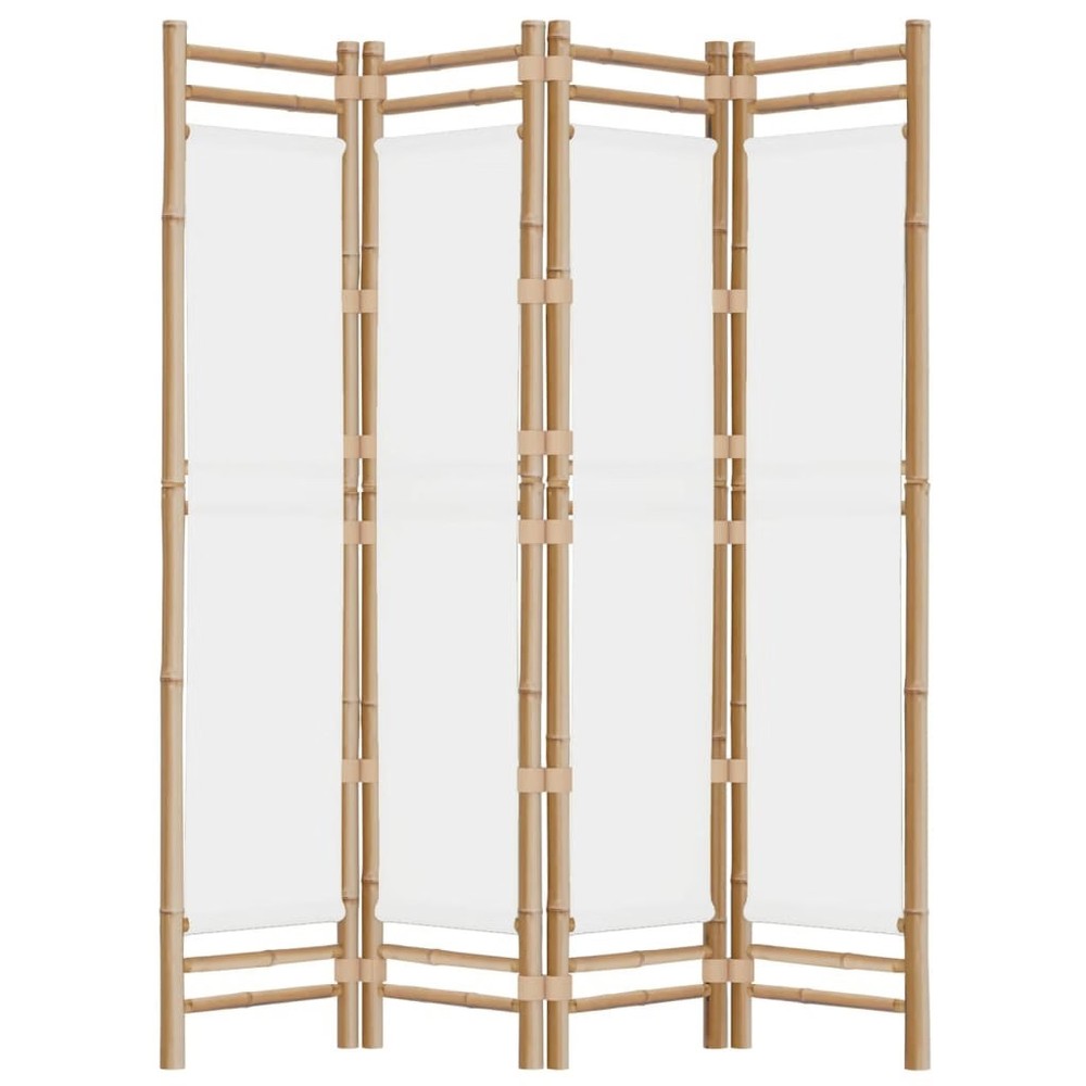 Folding 4-Panel Room Divider 63" Bamboo and Canvas