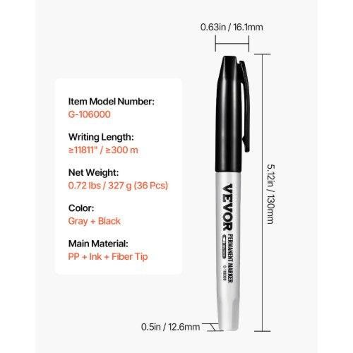 Permanent Markers 36 Pack Black Permanent Marker Set Quick Drying Fade